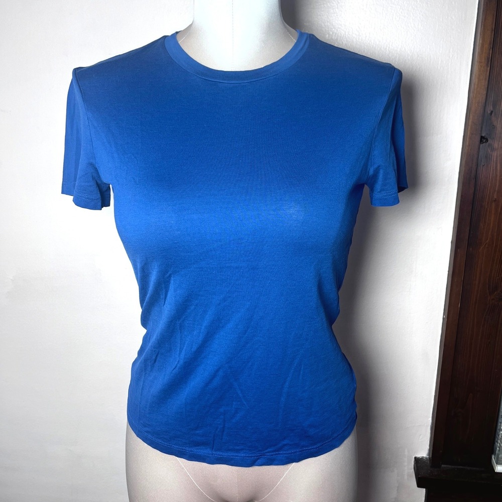 Theory Tiny Tee 2 Apex Tee P Royal Blue 100% Pima Cotton Short Sleeve Small Lux